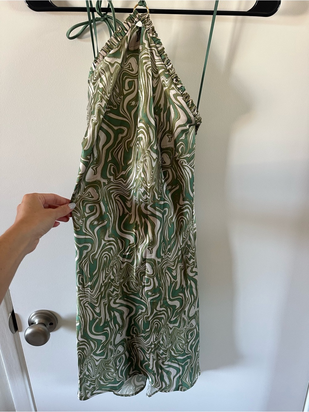 Bec & Bridge Green and Cream Marble Halter Mini Dress - Picture 10 of 10